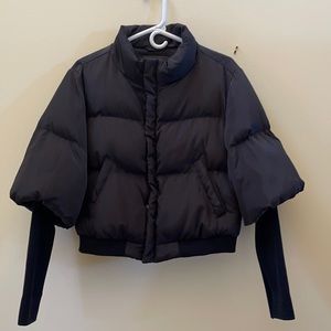 BCBG Maxazria quilted cropped puffer black jacket size S